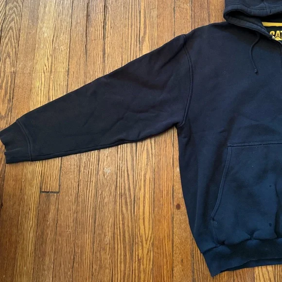 90’s CAT Construction Vintage Quarter Zip Hooded Sweatshirt - Picture 4 of 13